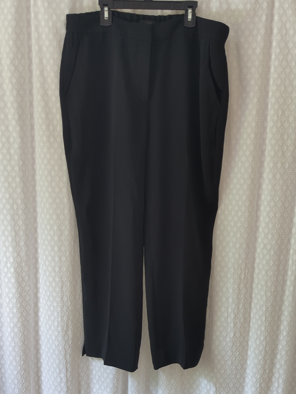 J. Crew Black Trousers, Front & Back Pockets, Zip Front, Elastic Waist Women 16